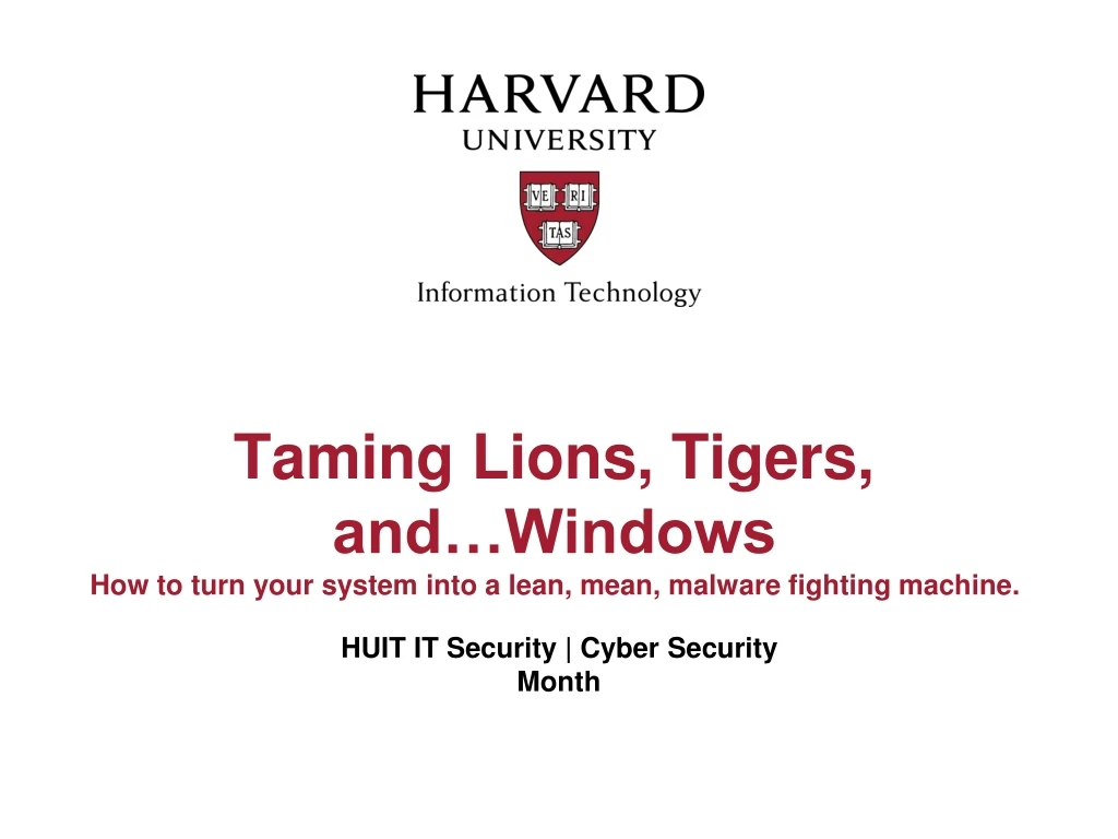 taming lions tigers and windows how to turn your system into a lean mean malware fighting machine