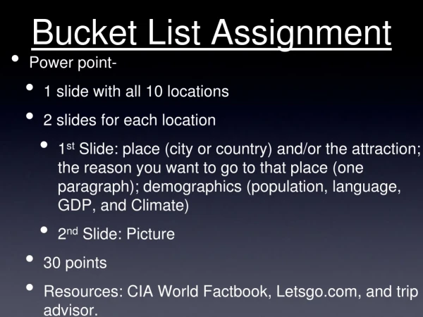 Bucket List Assignment
