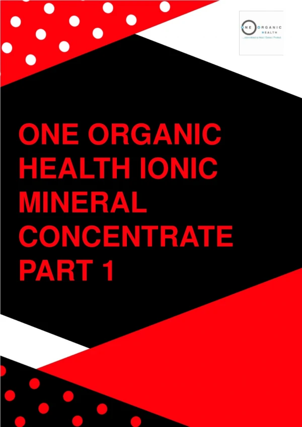Ionic Mineral Concentrate | Ionic Sulphate Minerals | One Organic Health