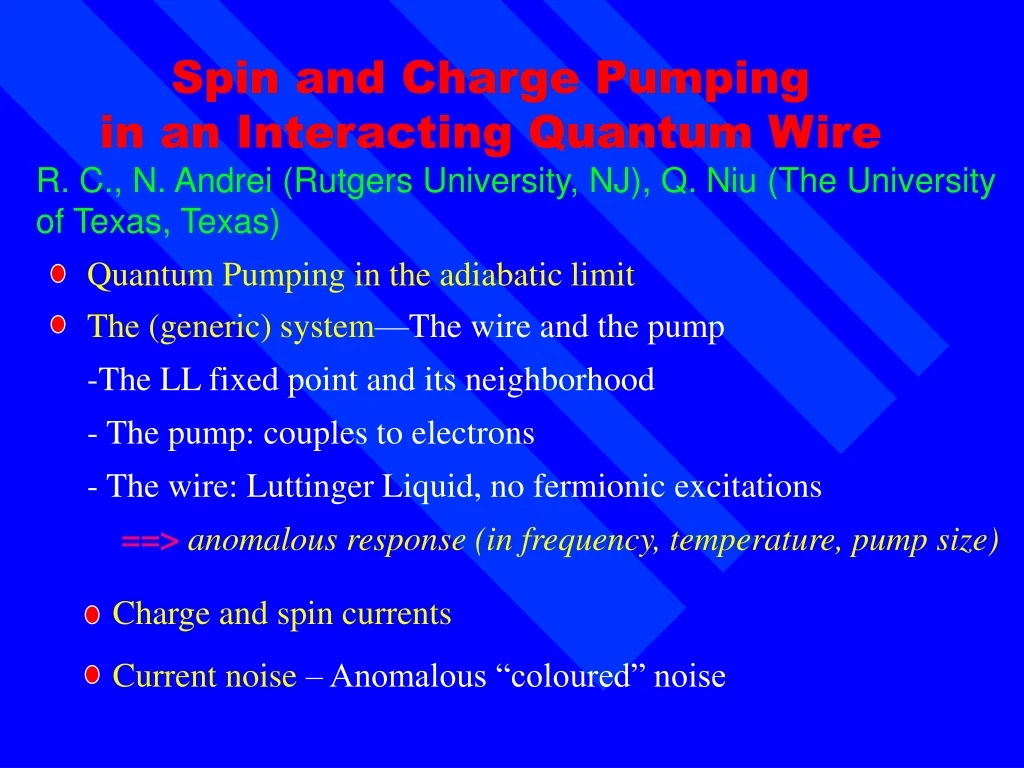 spin and charge pumping in an interacting quantum