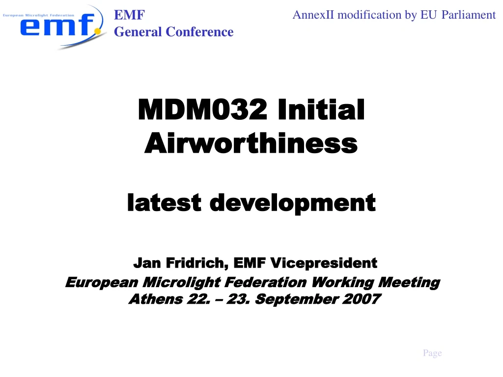 mdm032 initial airworthiness latest development