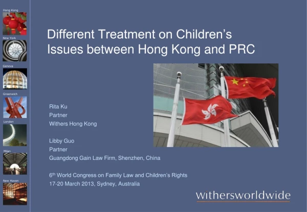 Different Treatment on Children’s Issues between Hong Kong and PRC