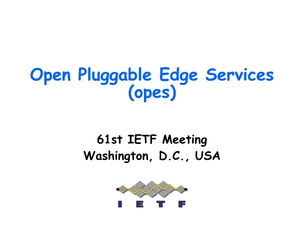 open pluggable edge services opes