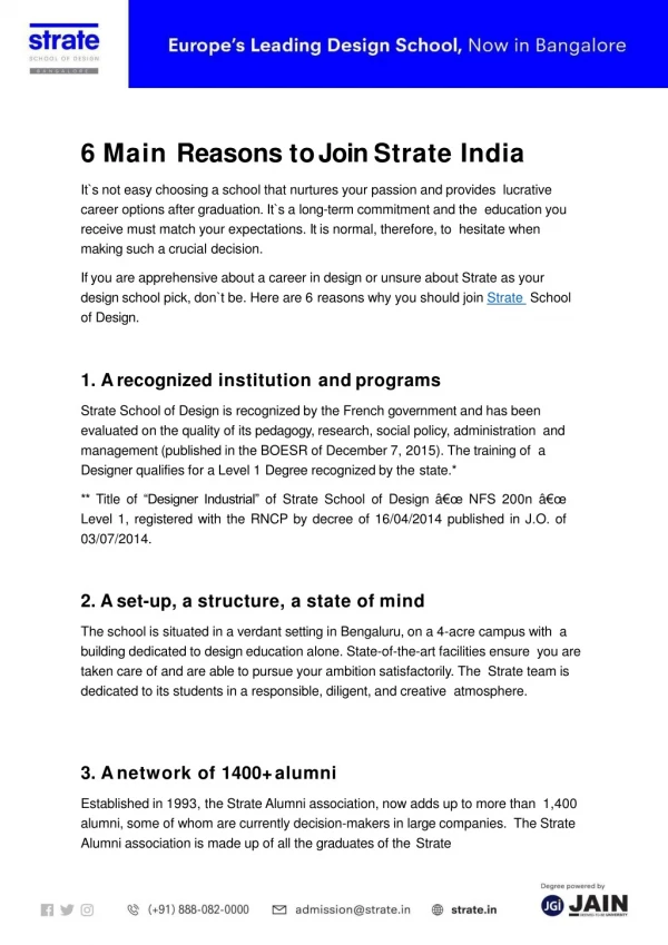 Why to Join Strate India