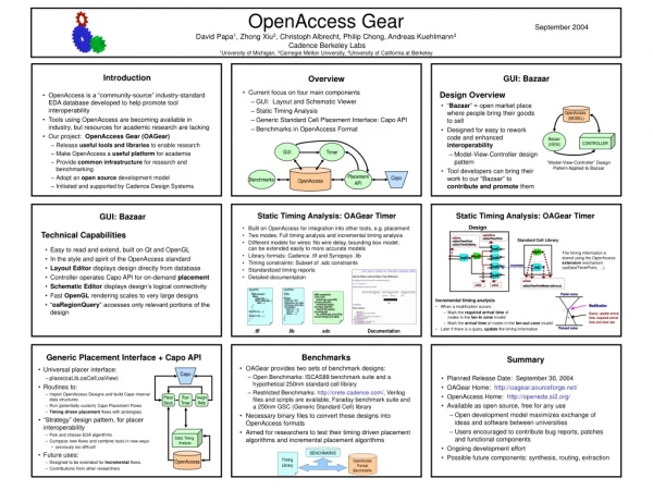 Built on OpenAccess for integration into other tools, e.g. placement