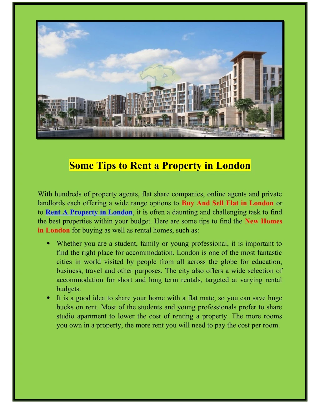 some tips to rent a property in london