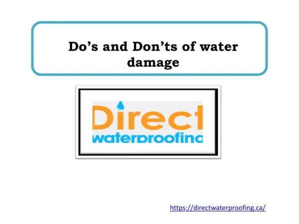 Do’s and Don’ts of water damage
