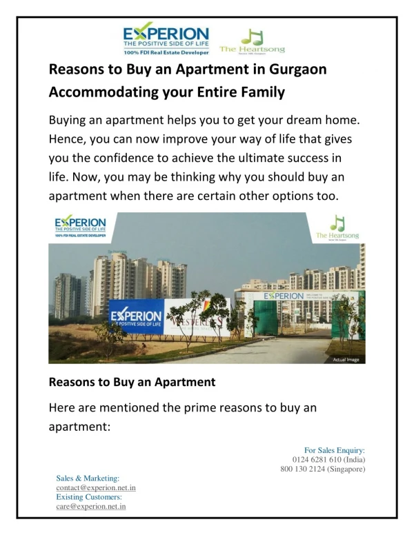 Reasons to Buy an Apartment in Gurgaon Accommodating your Entire Family