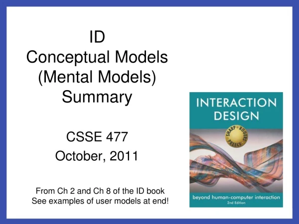 ID Conceptual Models (Mental Models) Summary