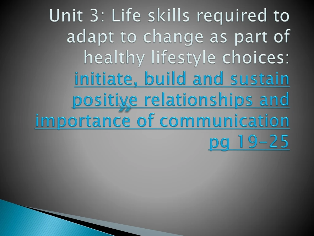 unit 3 life skills required to adapt to change
