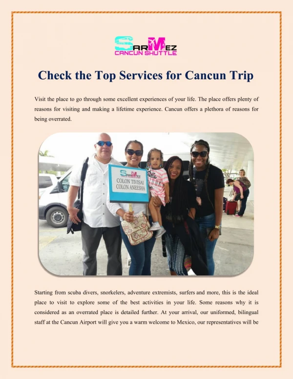 Check the Top Services for Cancun Trip