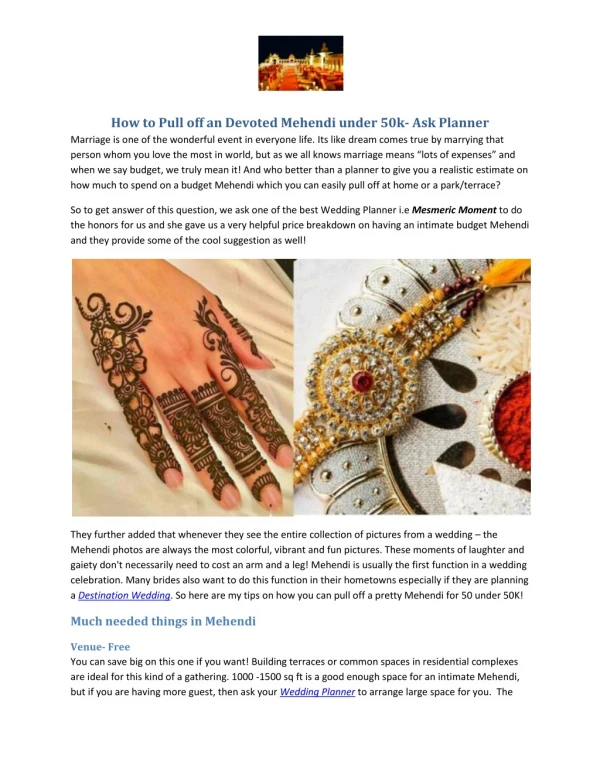 How to Pull off an Devoted Mehendi under 50k- Ask Planner