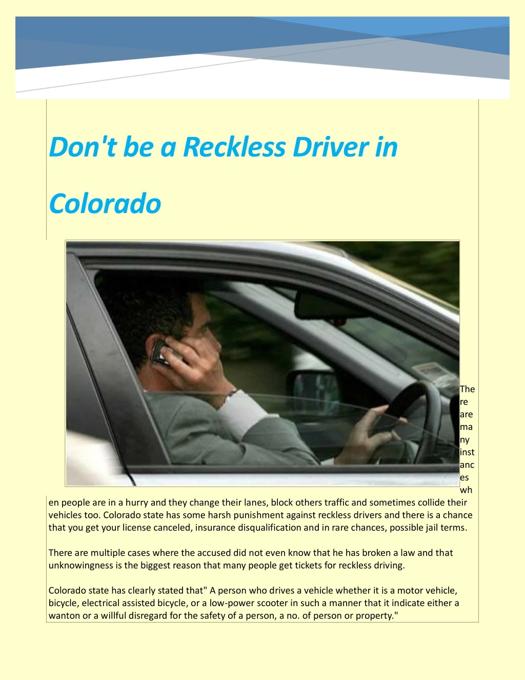 don t be a reckless driver in