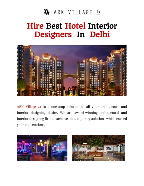 Hire Best Hotel Interior Designers In Delhi