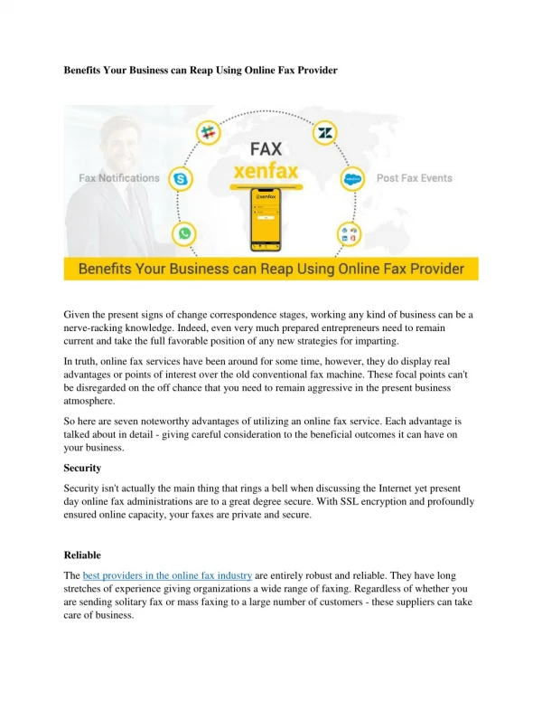 Benefits Your Business can Reap Using Online Fax Provider