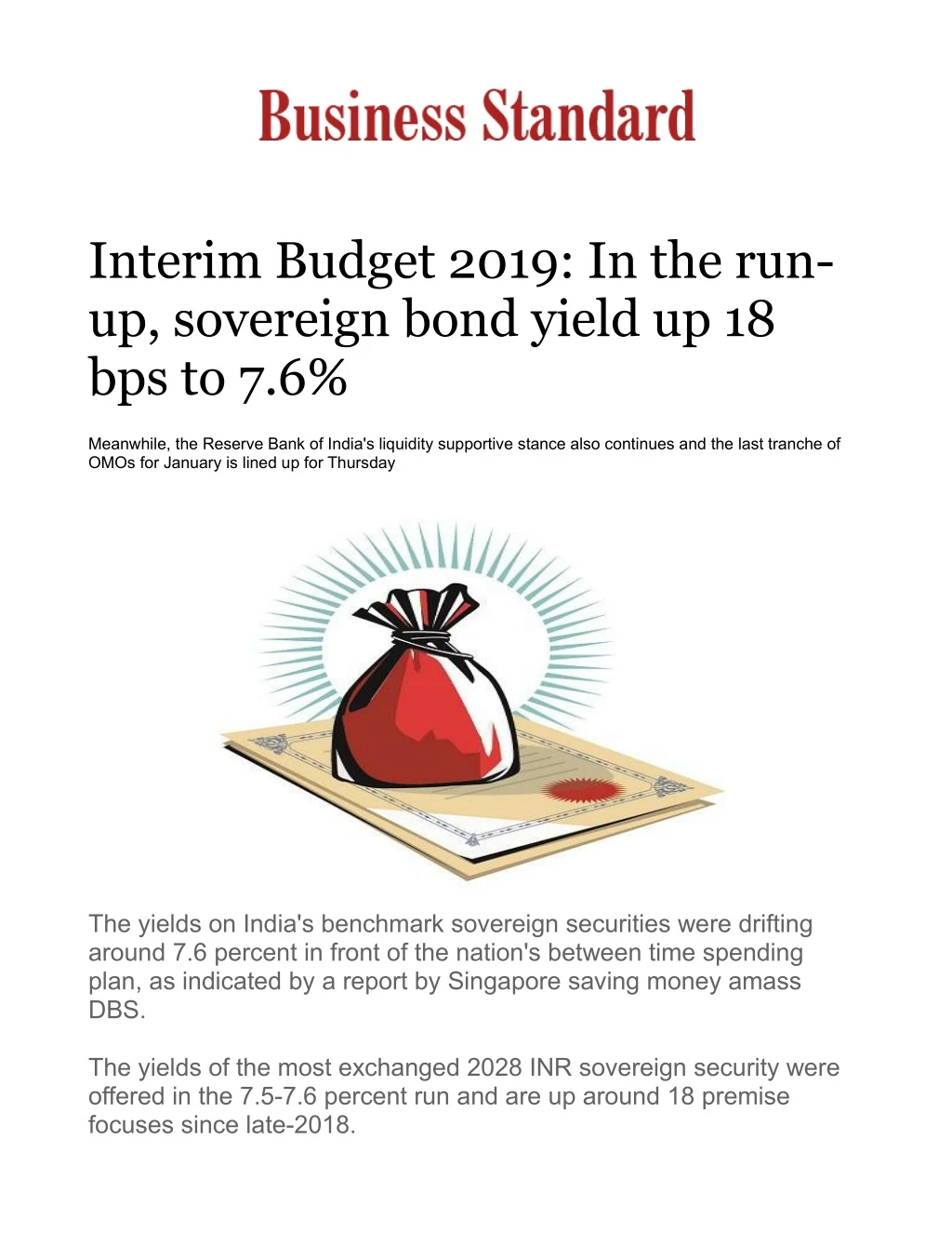 interim budget 2019 in the run up sovereign bond