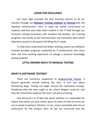 Manual Testing Training in Chennai - slide 1