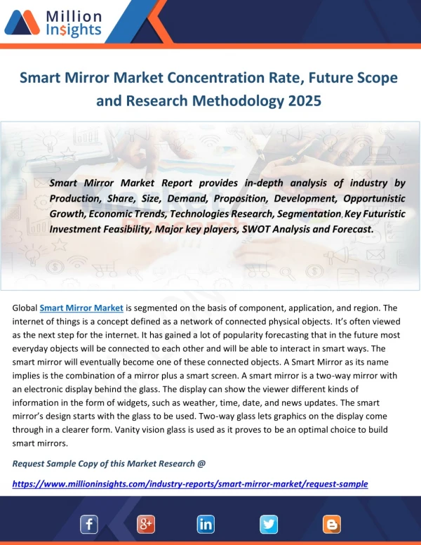 Smart Mirror Market Concentration Rate, Future Scope and Research Methodology 2025