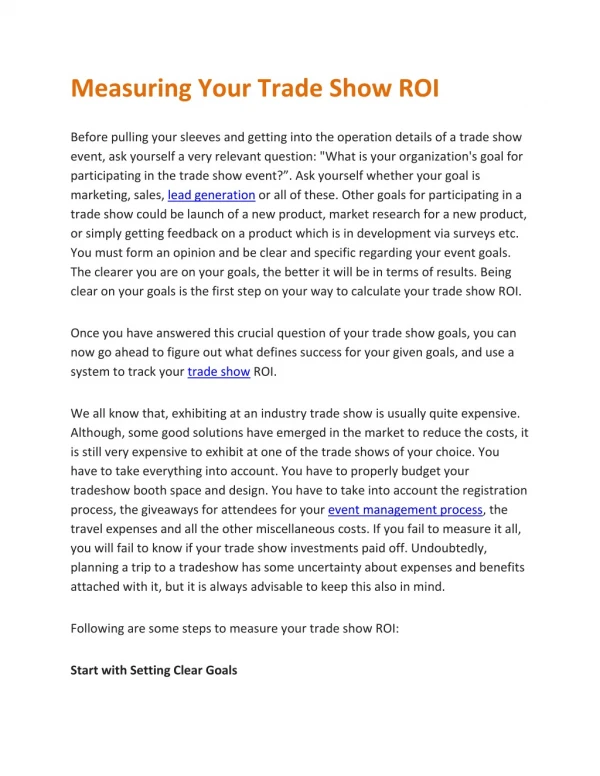 Measuring Your Trade Show ROI