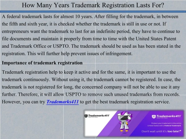 How Many Years Trademark Registration Lasts For?