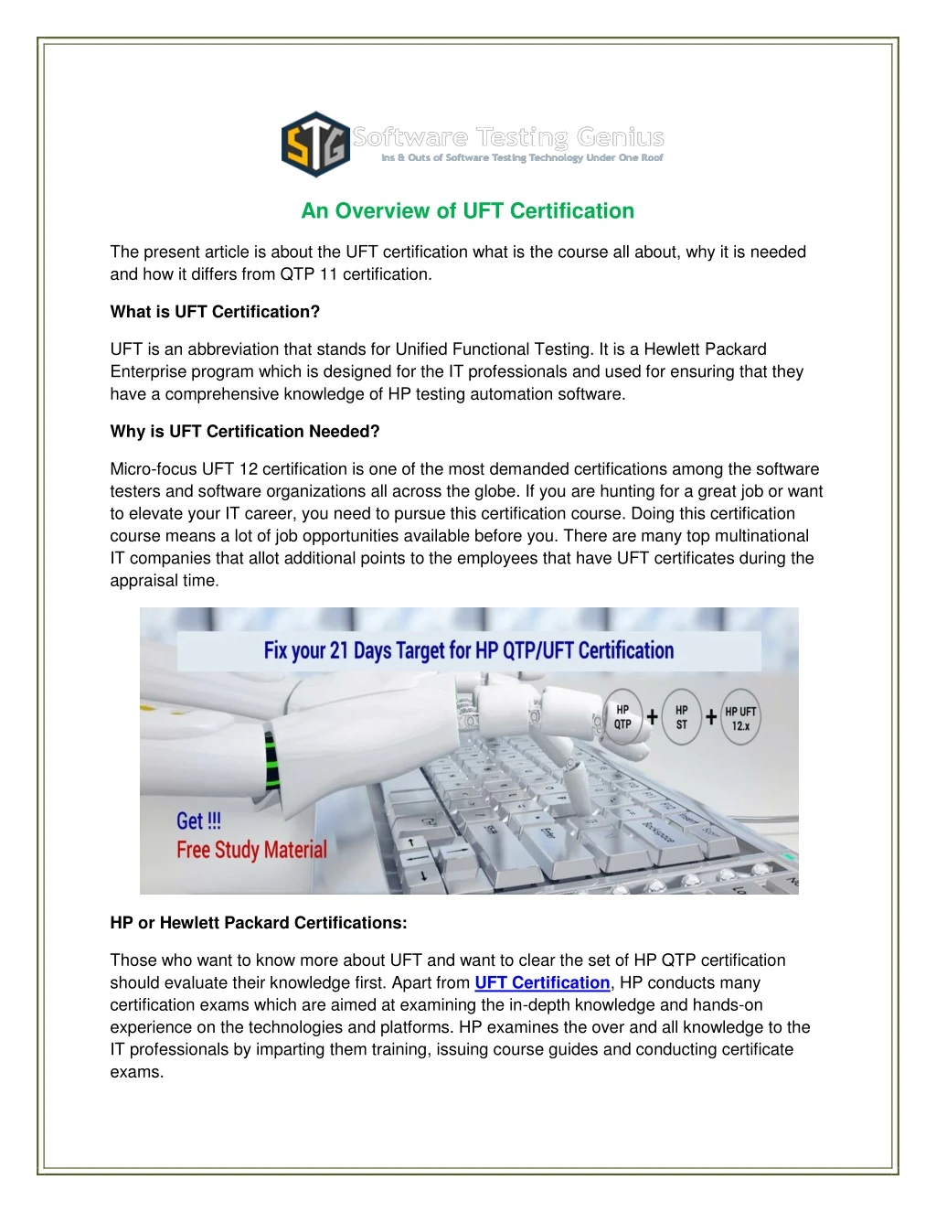 an overview of uft certification