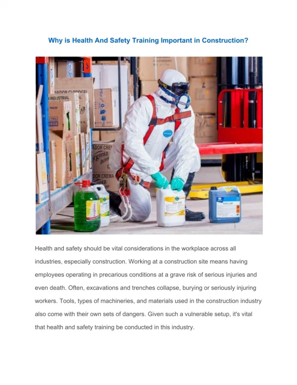 why is health and safety training important