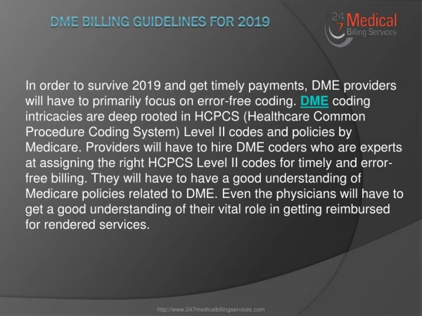 DME Billing Guidelines for 2019