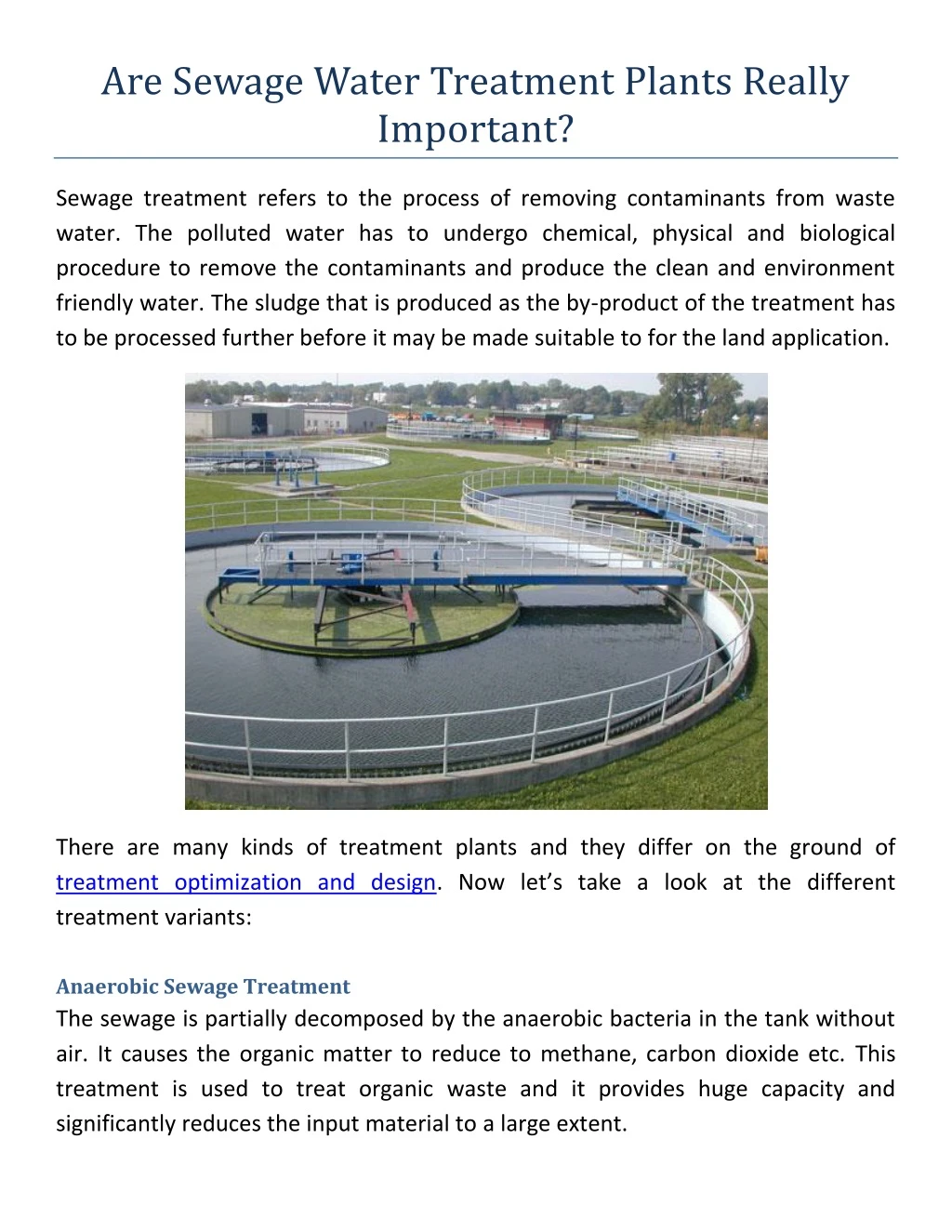 are sewage water treatment plants really important