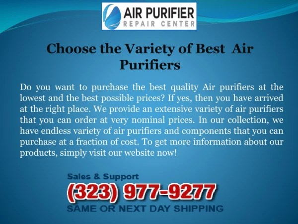 Choose the Variety of Best Air Purifiers