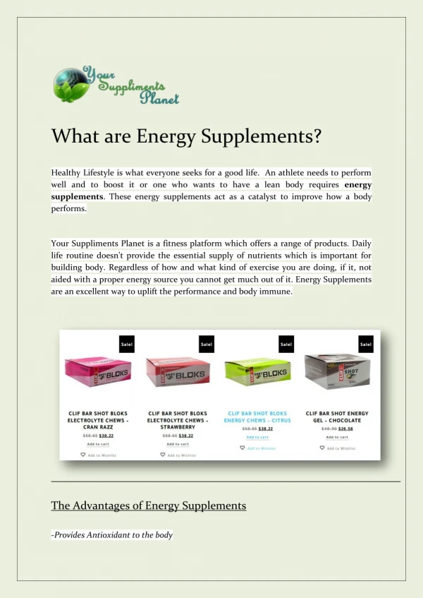 What are Energy Supplements?