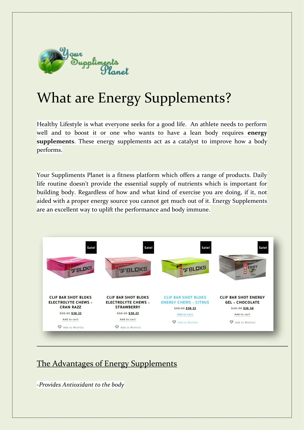 what are energy supplements