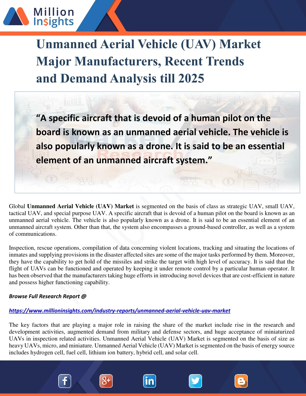 unmanned aerial vehicle uav market major