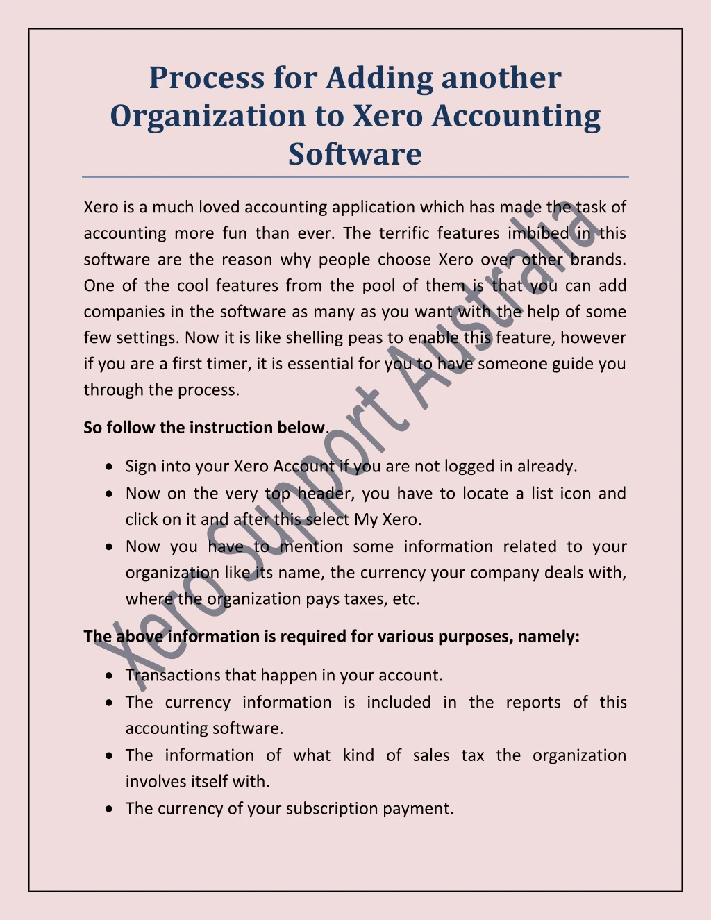 process for adding another organization to xero