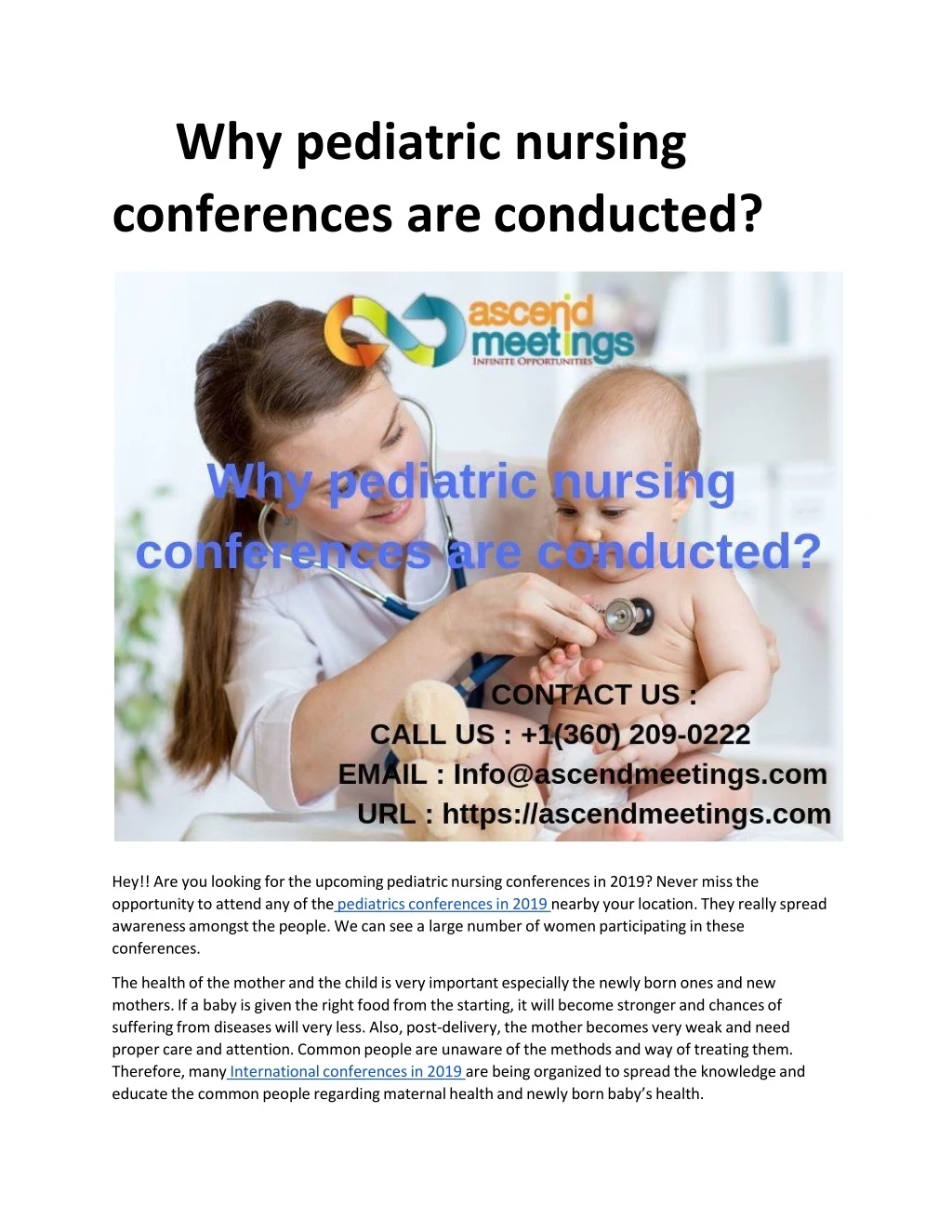 why pediatric nursing conferences are conducted