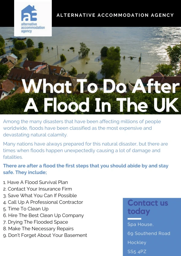 What To Do After A Flood In The UK - Alternative Accommodation Agency
