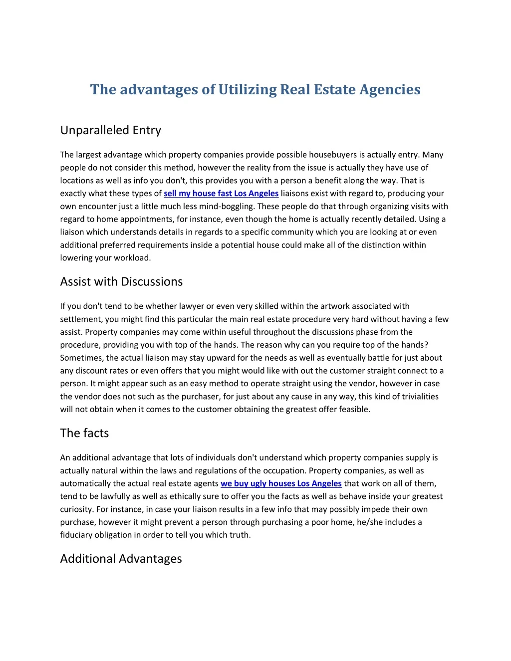 the advantages of utilizing real estate agencies