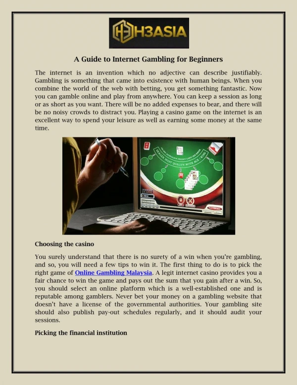 A Guide to Internet Gambling for Beginners