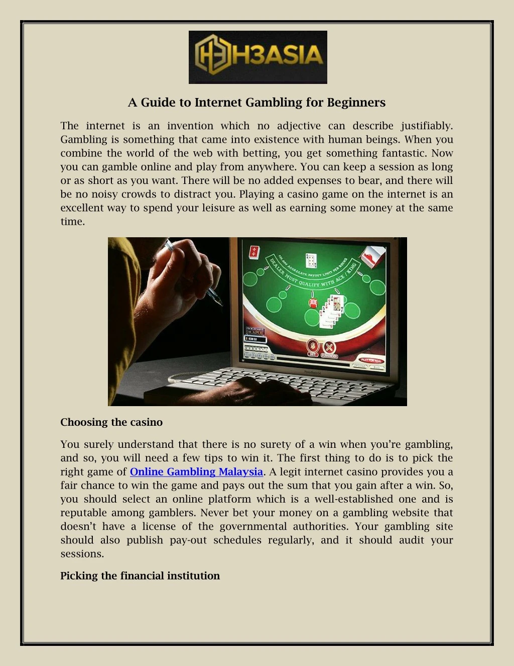 a guide to internet gambling for beginners