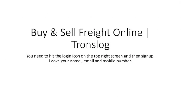 Buy & Sell Freight Online | Tronslog