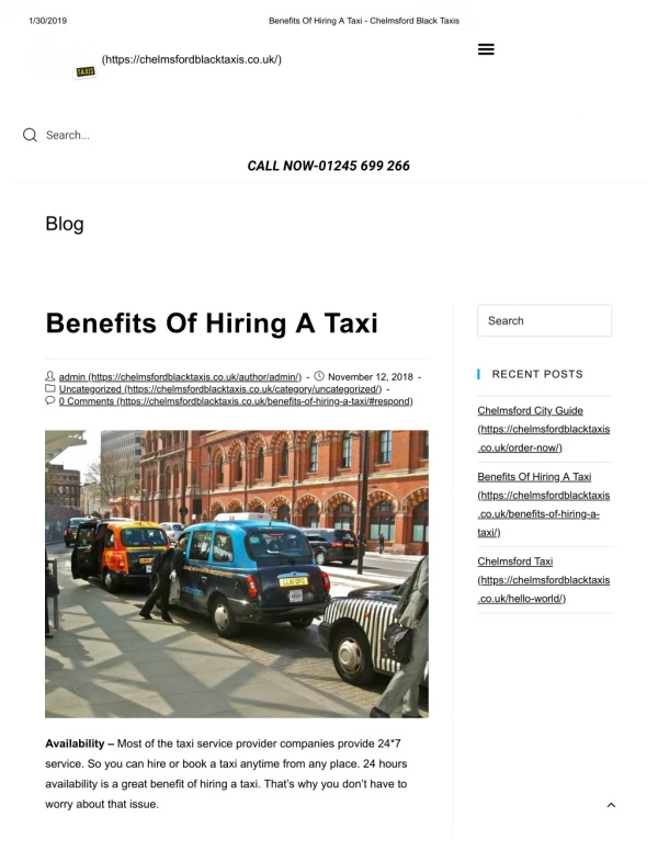 Benefits Of Hiring A Taxi - Chelmsford Black Taxis