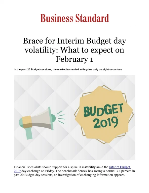 Brace for Interim Budget day volatility: What to expect on February 1