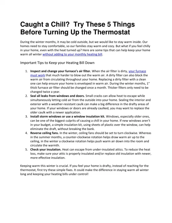 Caught a Chill? Try These 5 Things Before Turning Up the Thermostat