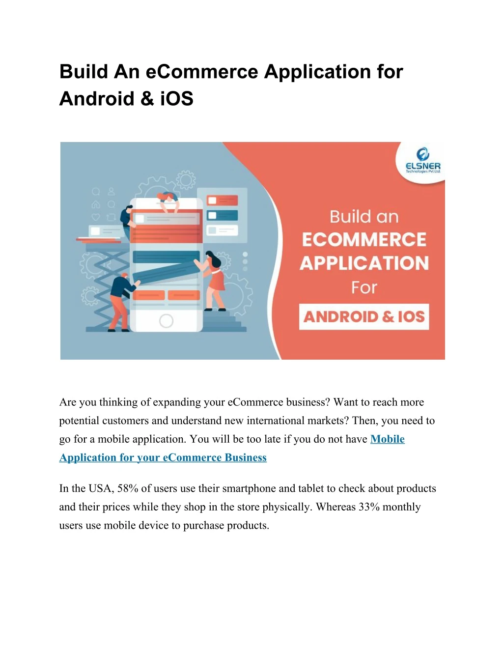 build an ecommerce application for android ios
