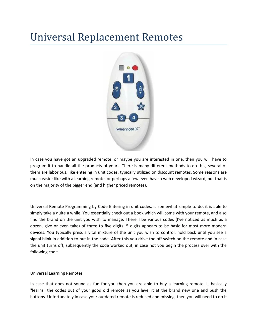universal replacement remotes