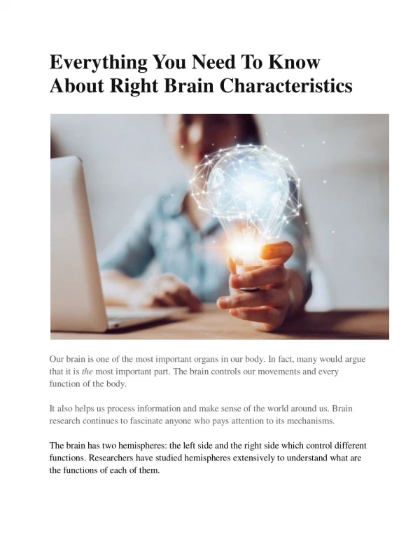 Right Brain Characteristics