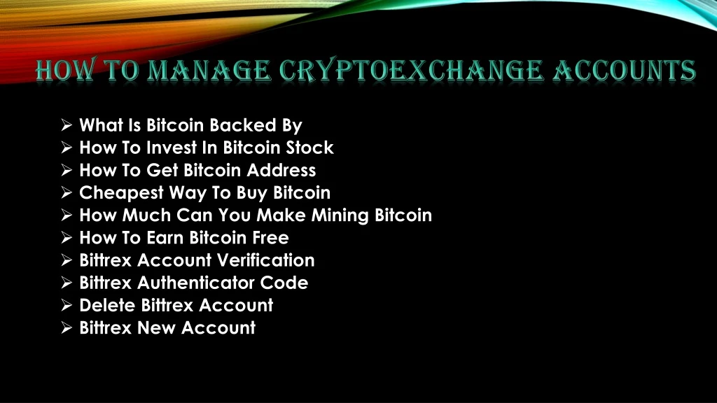 how to manage cryptoexchange accounts