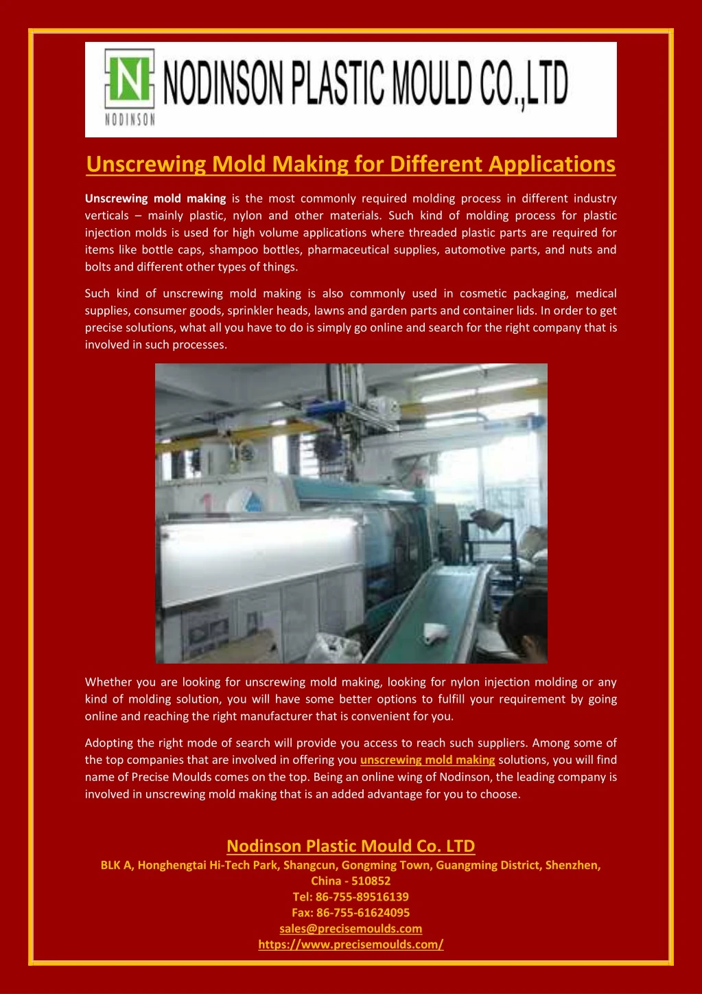 unscrewing mold making for different applications