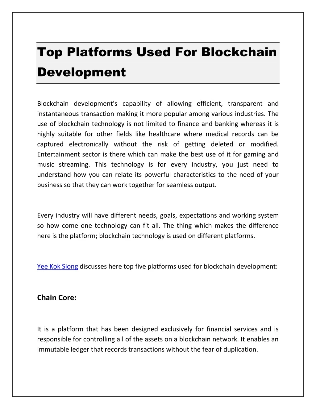 top platforms used for blockchain development