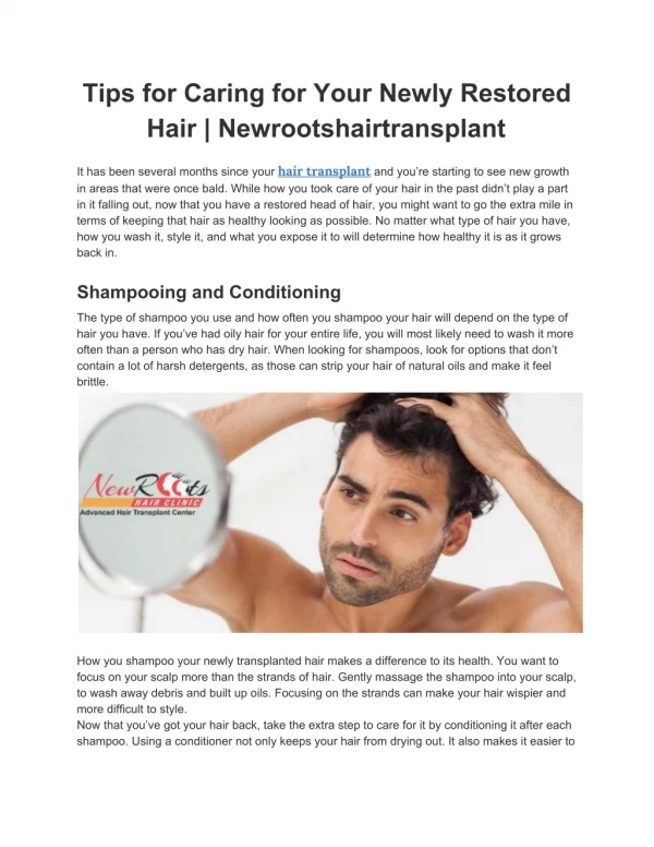 Tips for Caring for Your Newly Restored Hair