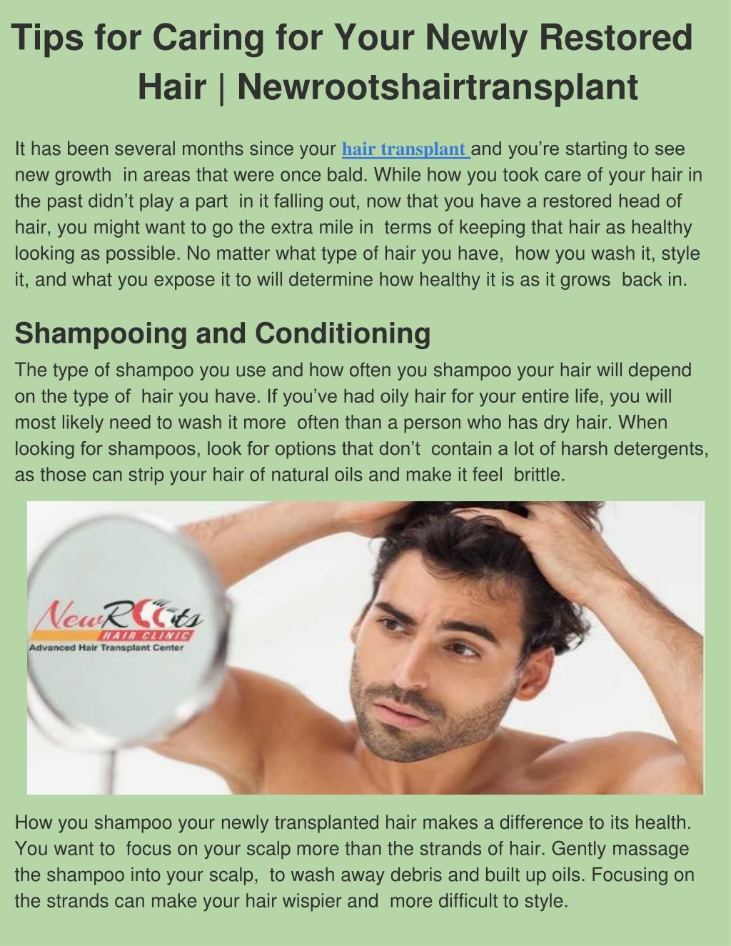 tips for caring for your newly restored hair newrootshairtransplant